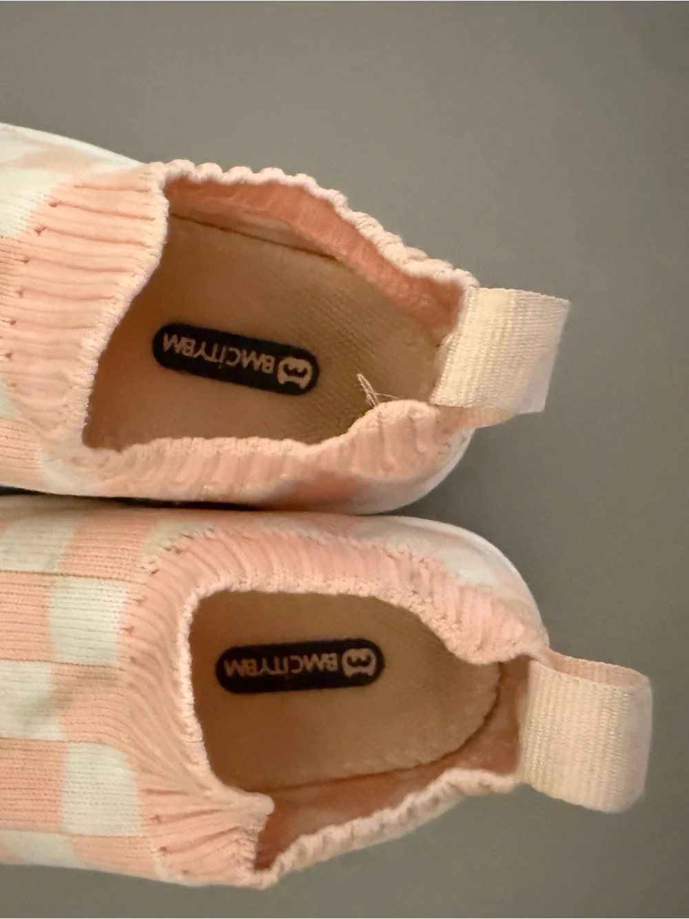 Kids Checker Knit Slip-On Shoes - Pink and White